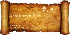 Vanek Atanáz névjegykártya